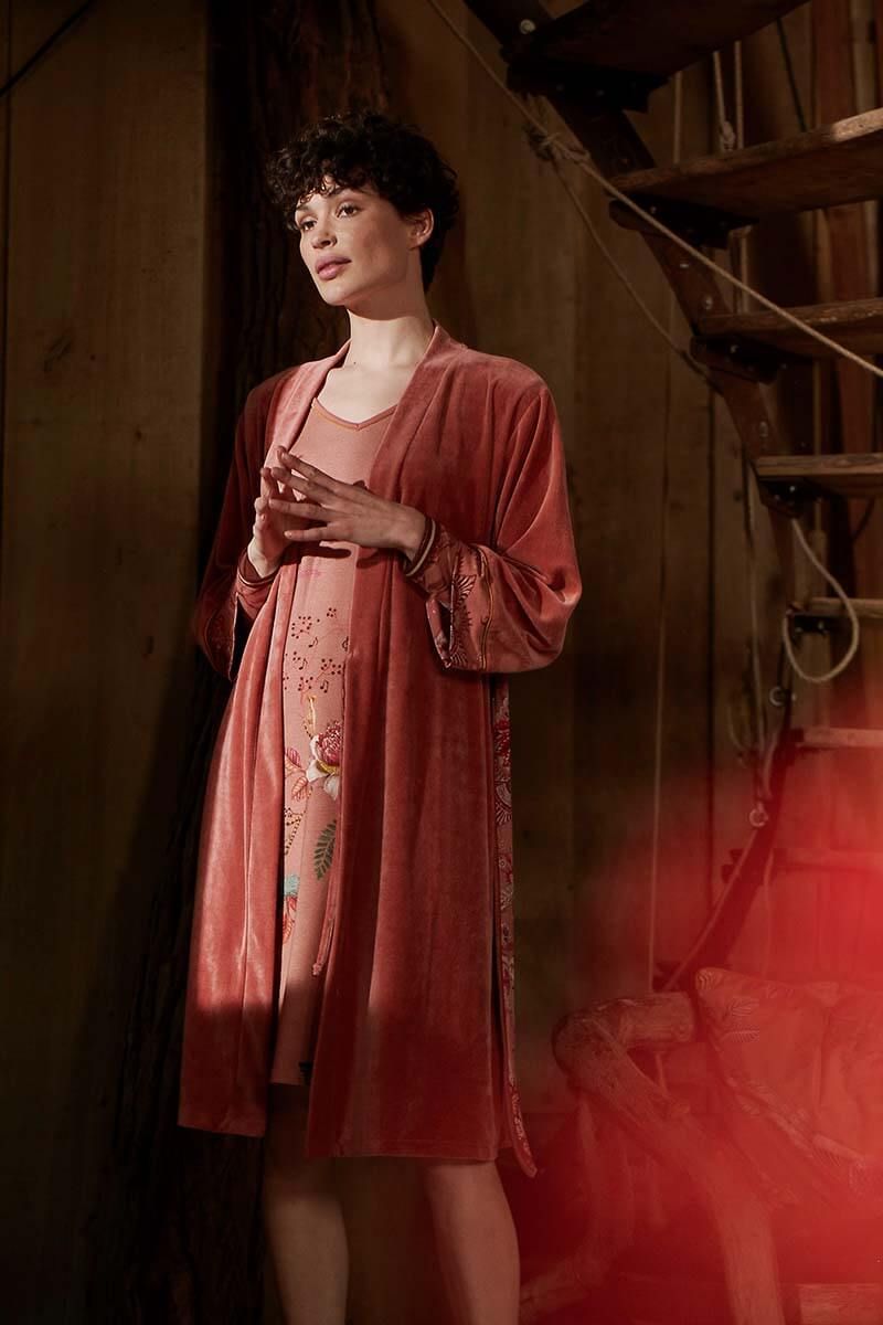 Kimono Solid Velvet Terra Pink
