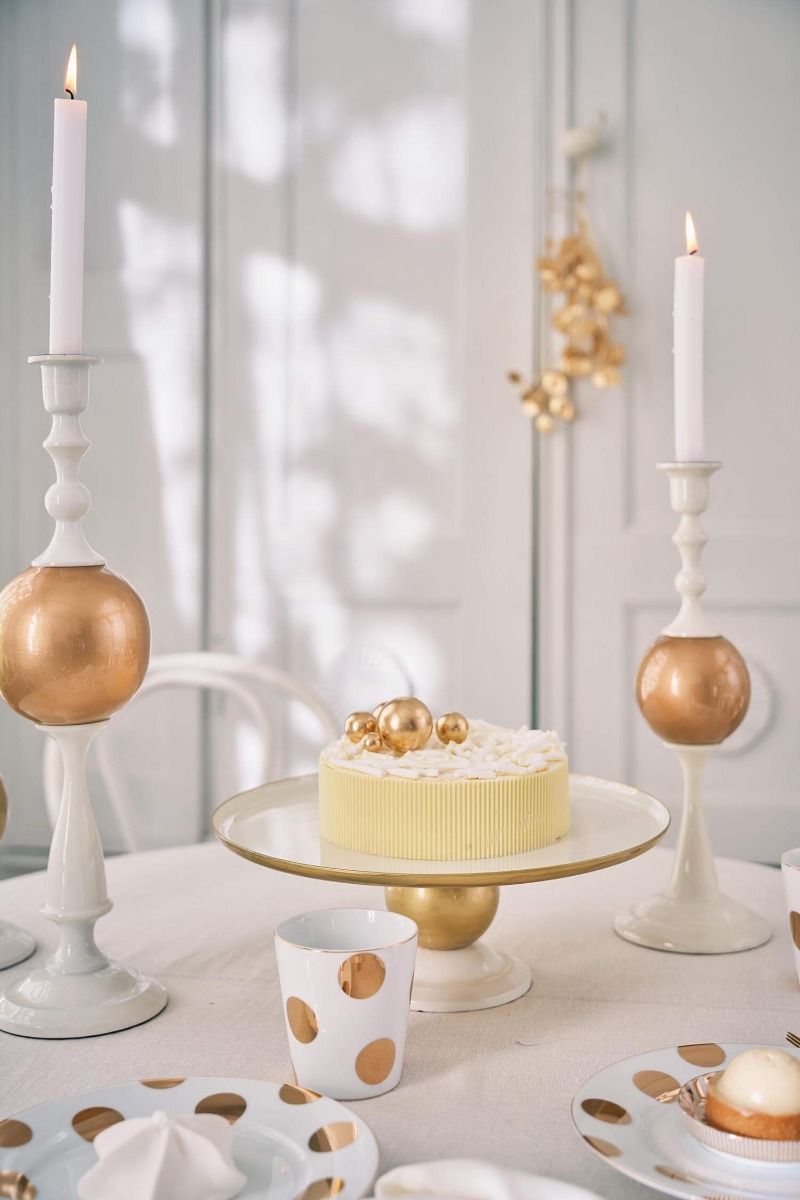 Schale Metall Kugel Weiß/Gold