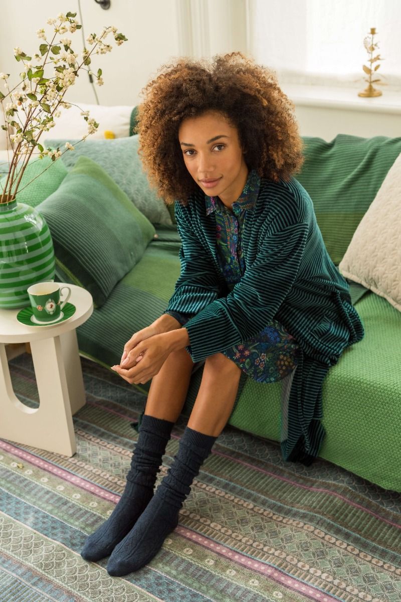 Naomi Kimono Velvet Little Sumo Stripe Blauw Groen