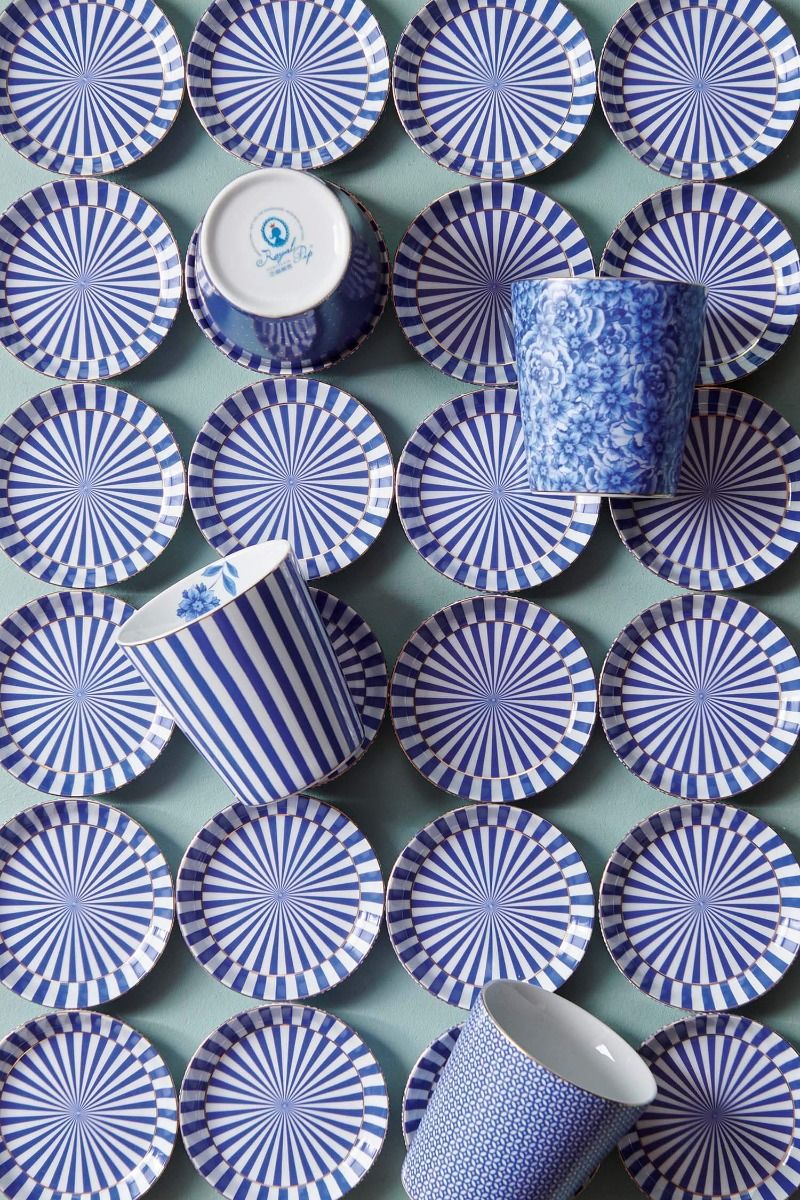Royal Stripes Tasse Blumen & Teebeutelablage Blau