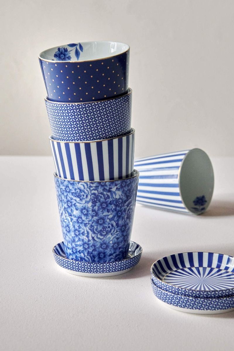 Royal Stripes Tasse & Teebeutelablage Blau