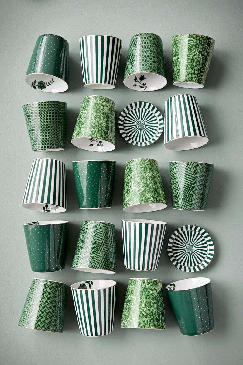 Royal Stripes Mok Bloemen & Theetip Groen