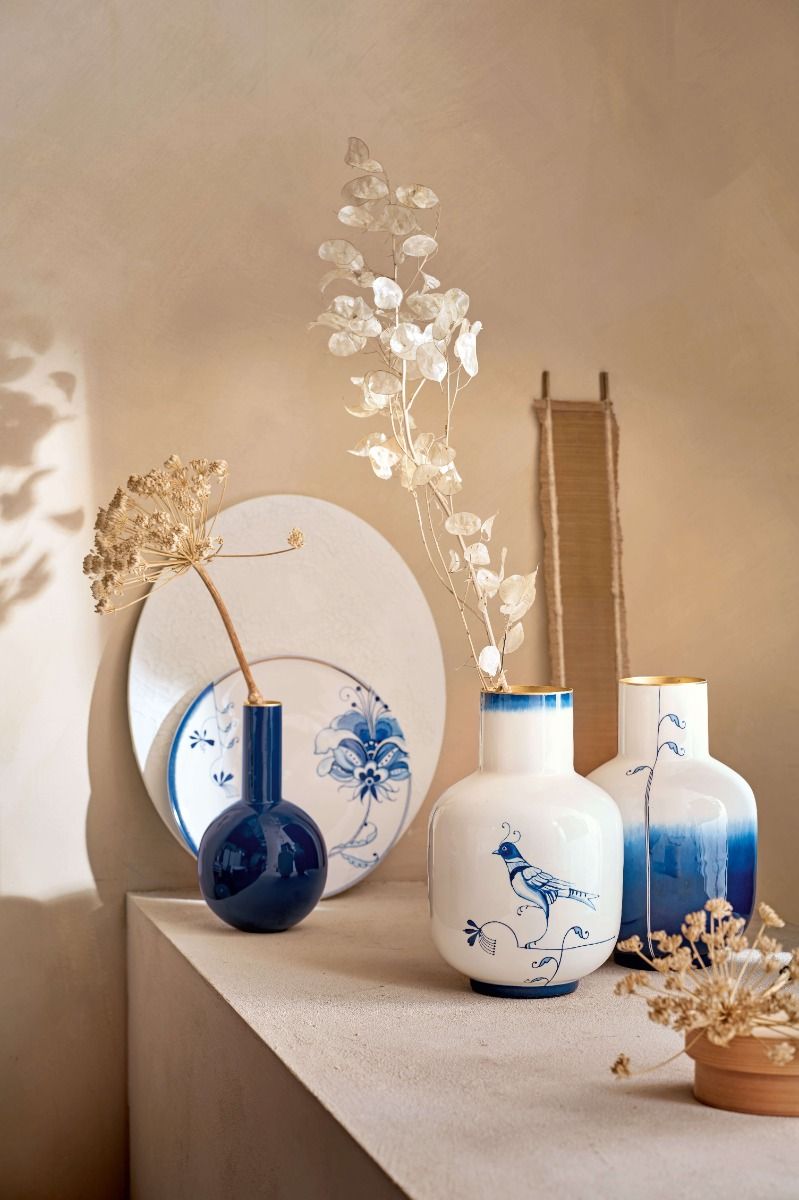 Vase Metall Pip & The Blue Bird Blau 30cm