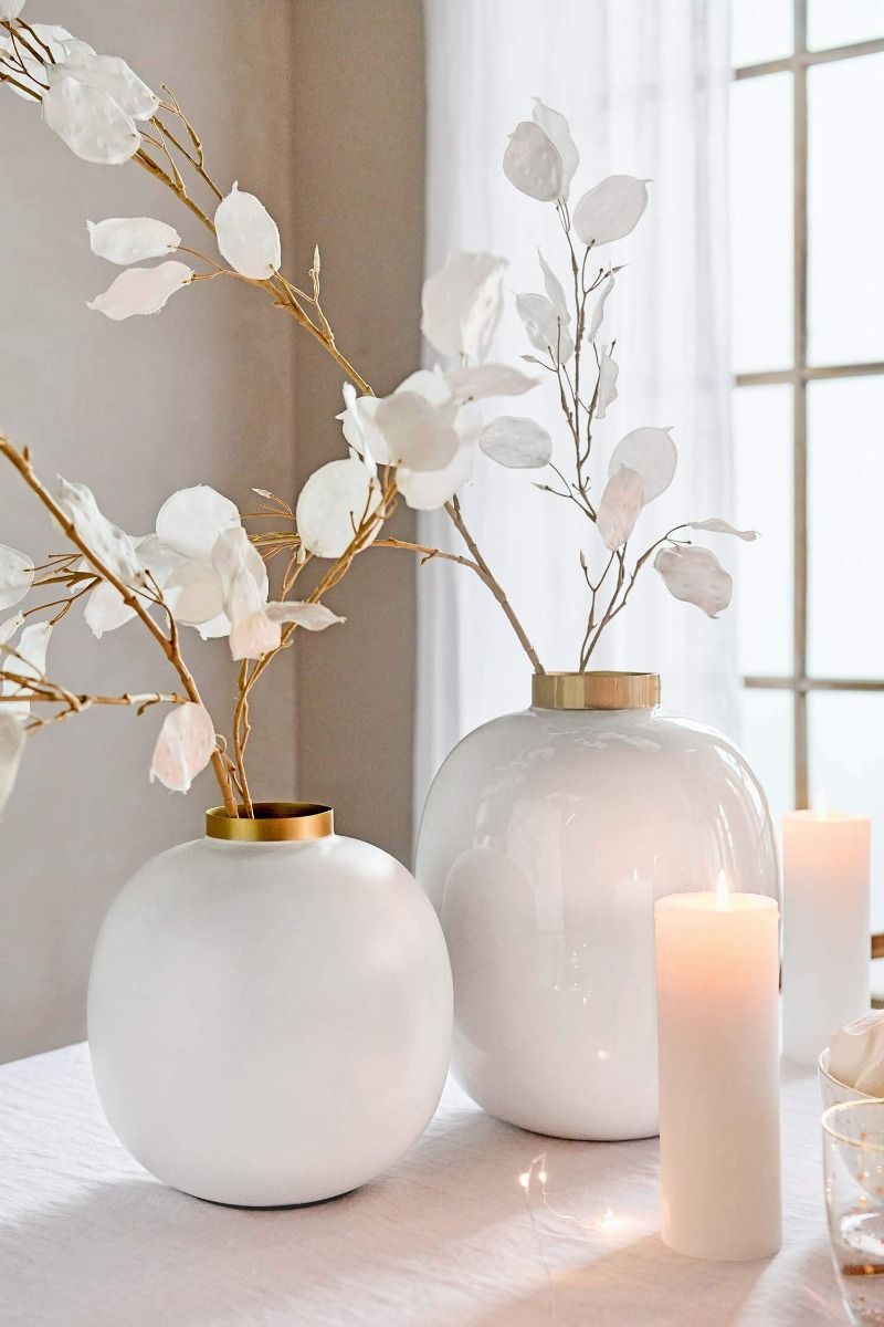Metal Vase White 32cm