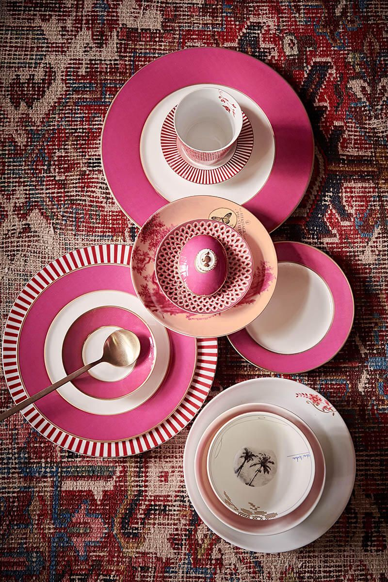 Royal Stripes Dinner Plate Dark Pink 26.5cm