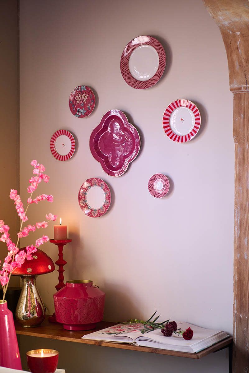 Love Birds Set/4 Pastry Plates Red/Pink 17 cm