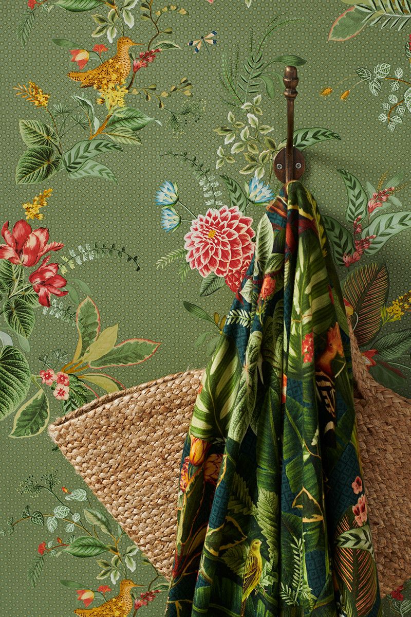 Pip Studio Floris Non-Woven Wallpaper Green