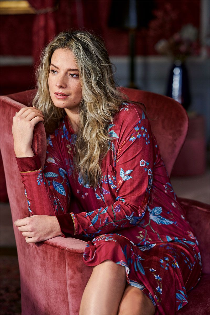 Nightdress Long Flower Festival Red
