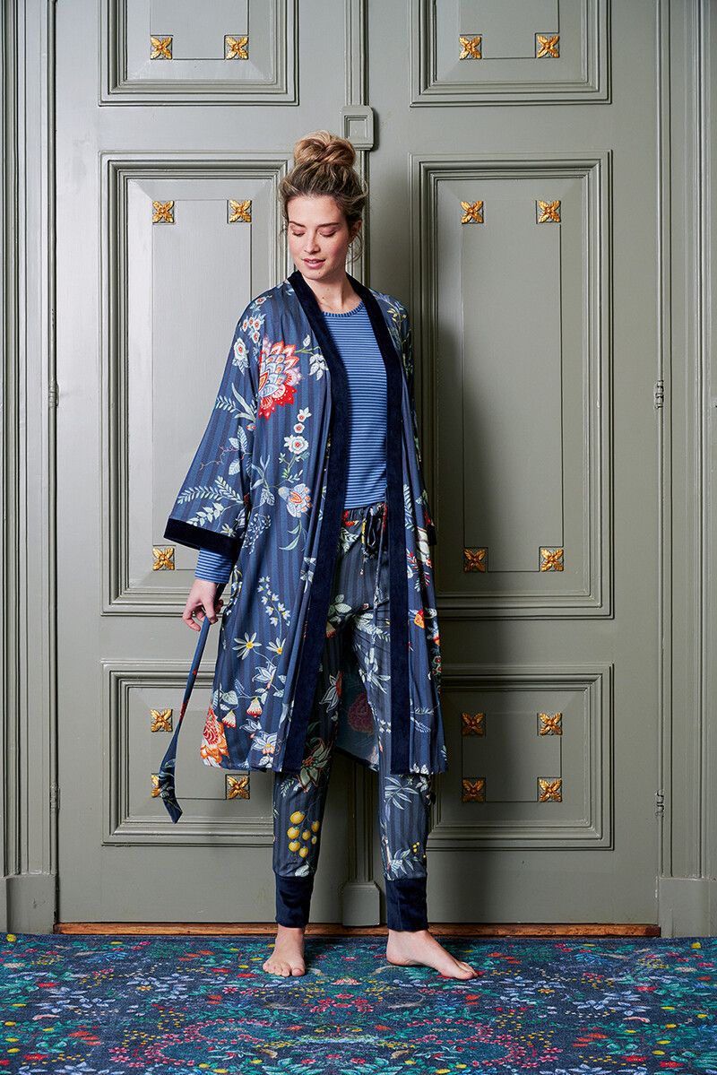 Kimono Flower Festival Big Donkerblauw