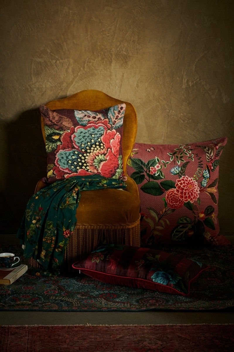 Cushion Poppy Stitch Burgundy