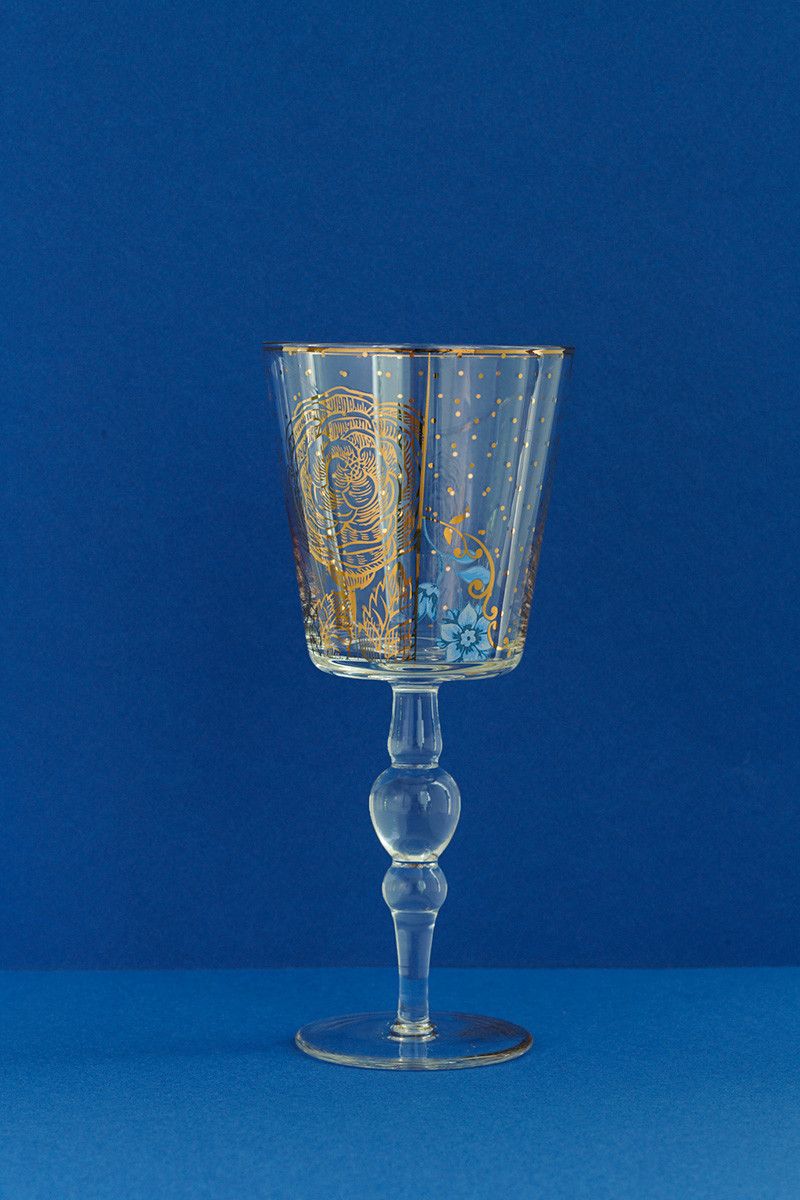 Royal Golden Flower wine glass high