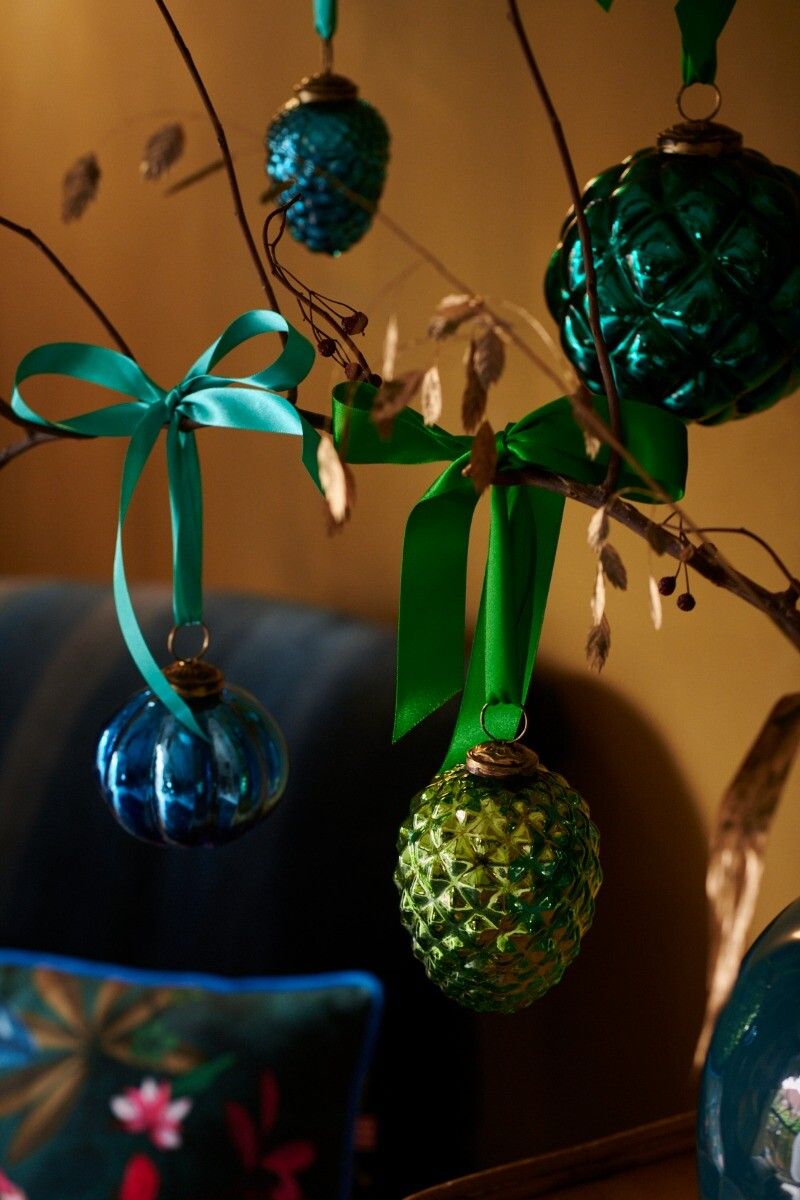 Weihnachtskugel Glas Dunkelgrün 12.5cm