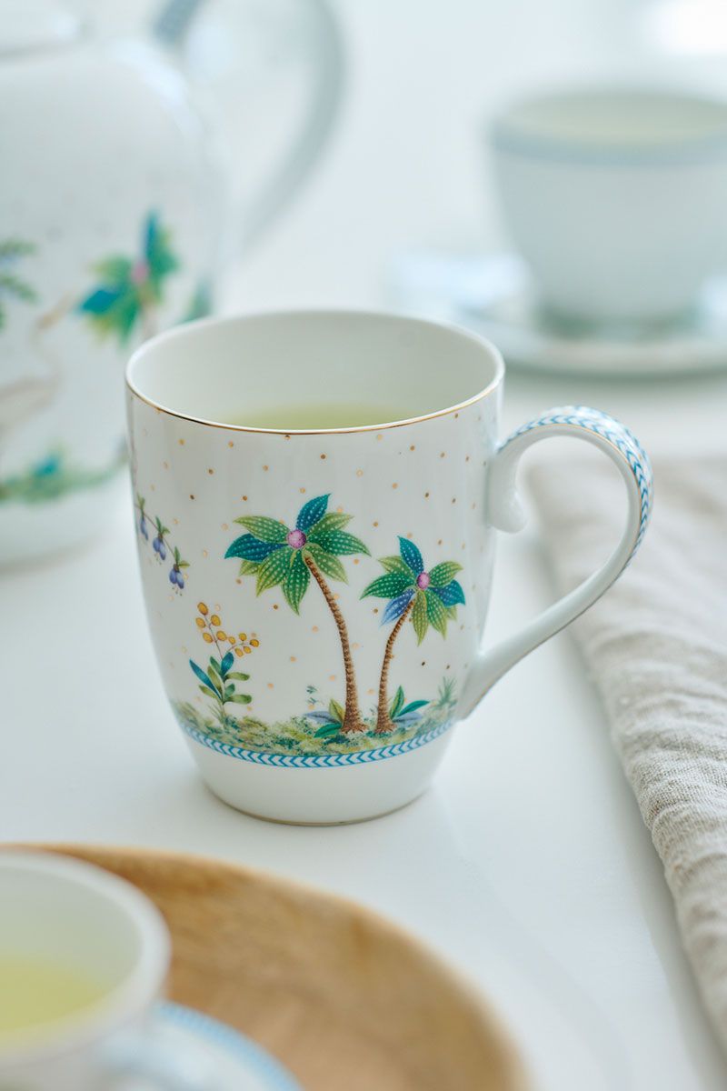 Set/2 Mokken Groot Jolie Stippen Goud Blauw