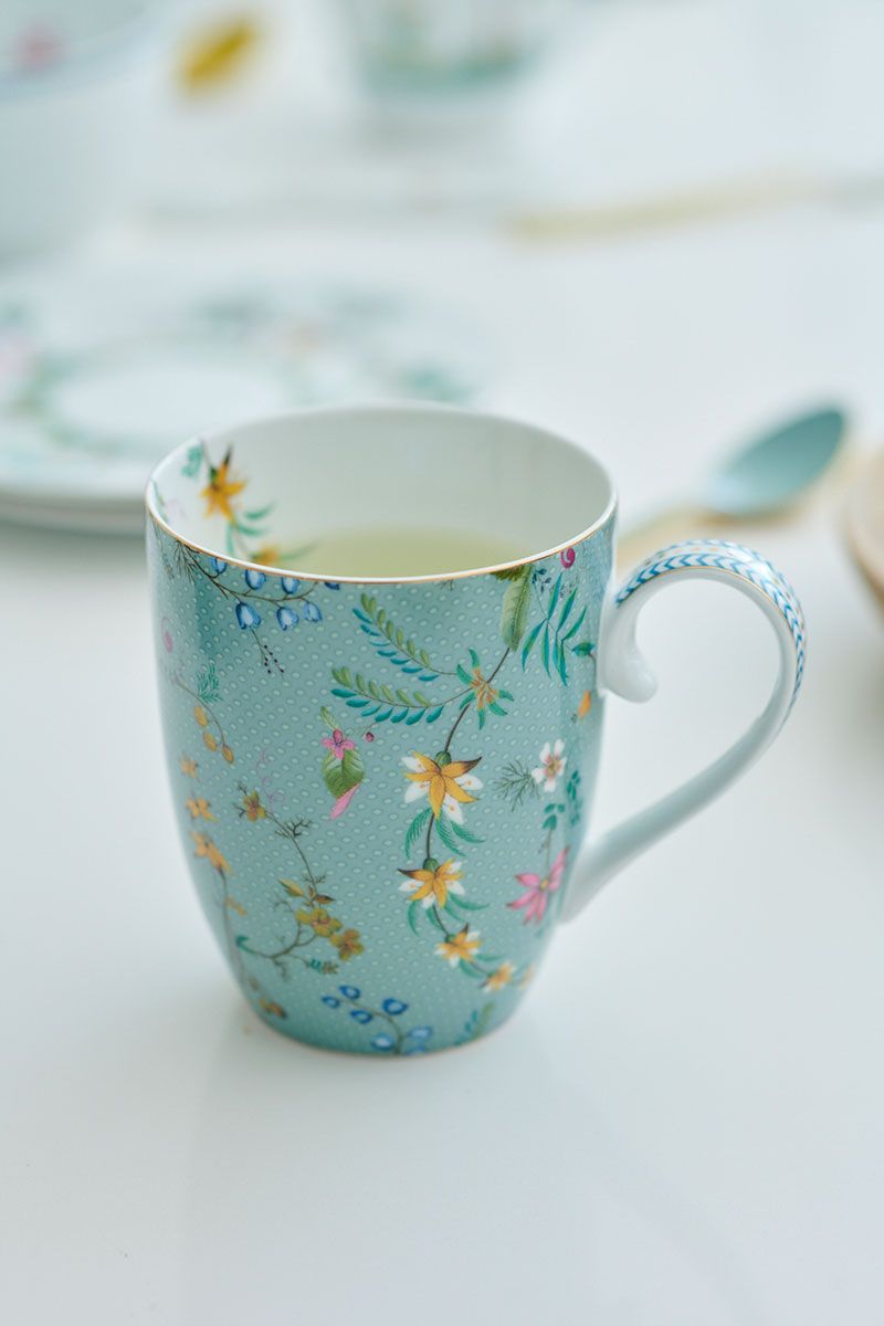 Lot de 2 Tasses de Grande Taille à Fleurs Jolie en Coloris Bleu