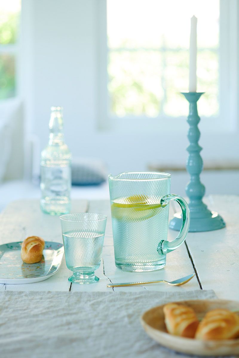Water Glass Twisted Blue