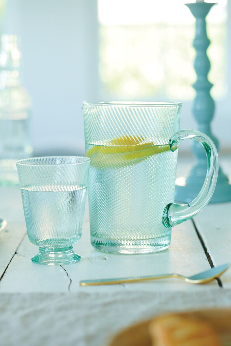 Water Glass Twisted Blue