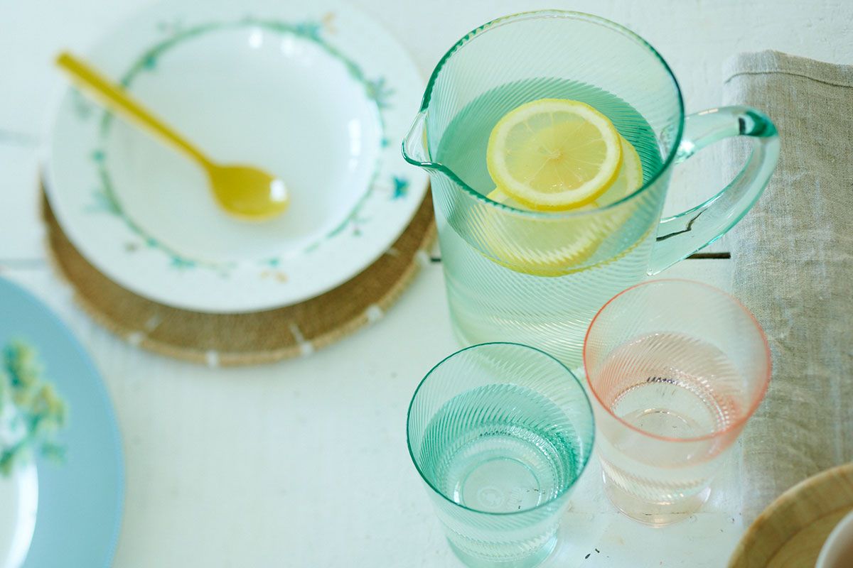 Water Glass Twisted Blue