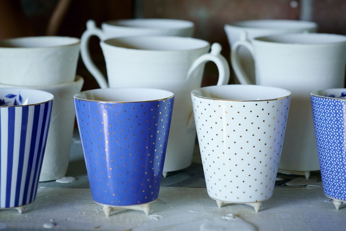 Royal Stripes Tasse Dots Weiss