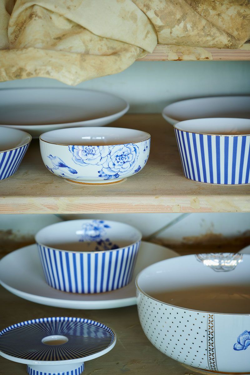 Royal Stripes Kerze Schale Blau 13 cm 