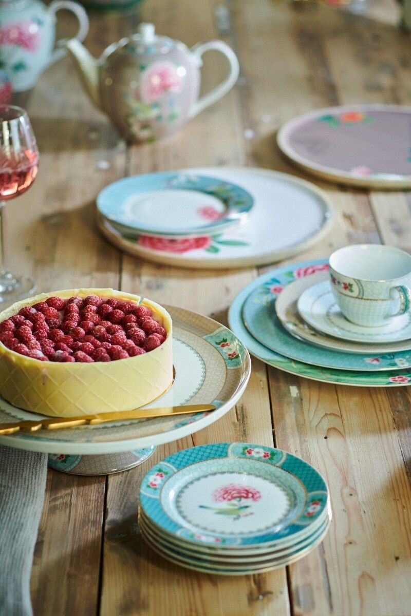 Blushing Birds Dinner Set/24 Blau