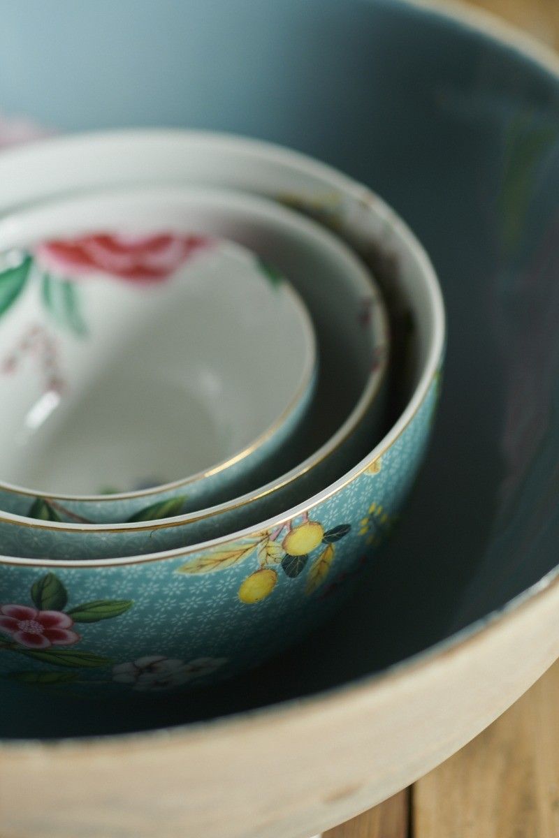 Blushing Birds grote kom blauw 23 cm