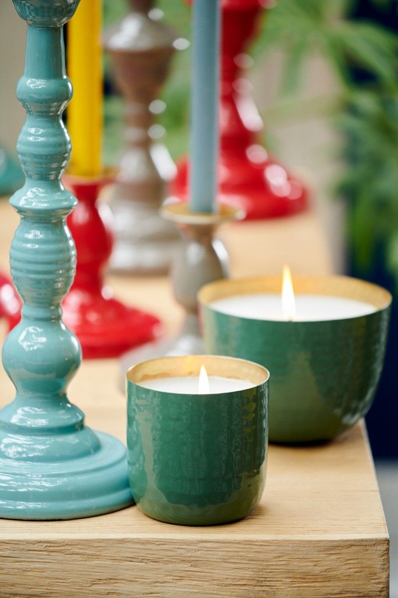 Blushing Birds Candle Green 13 cm