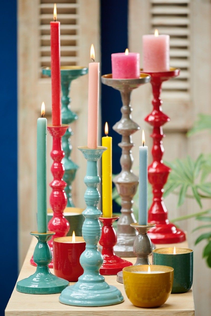 Blushing Birds Metal Candle Holder Khaki 14 cm