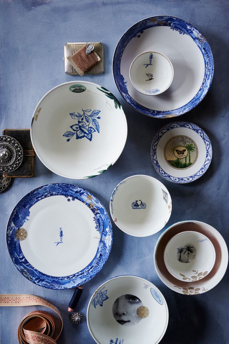 Heritage Gebaksbord Vlinder Blauw 15 cm