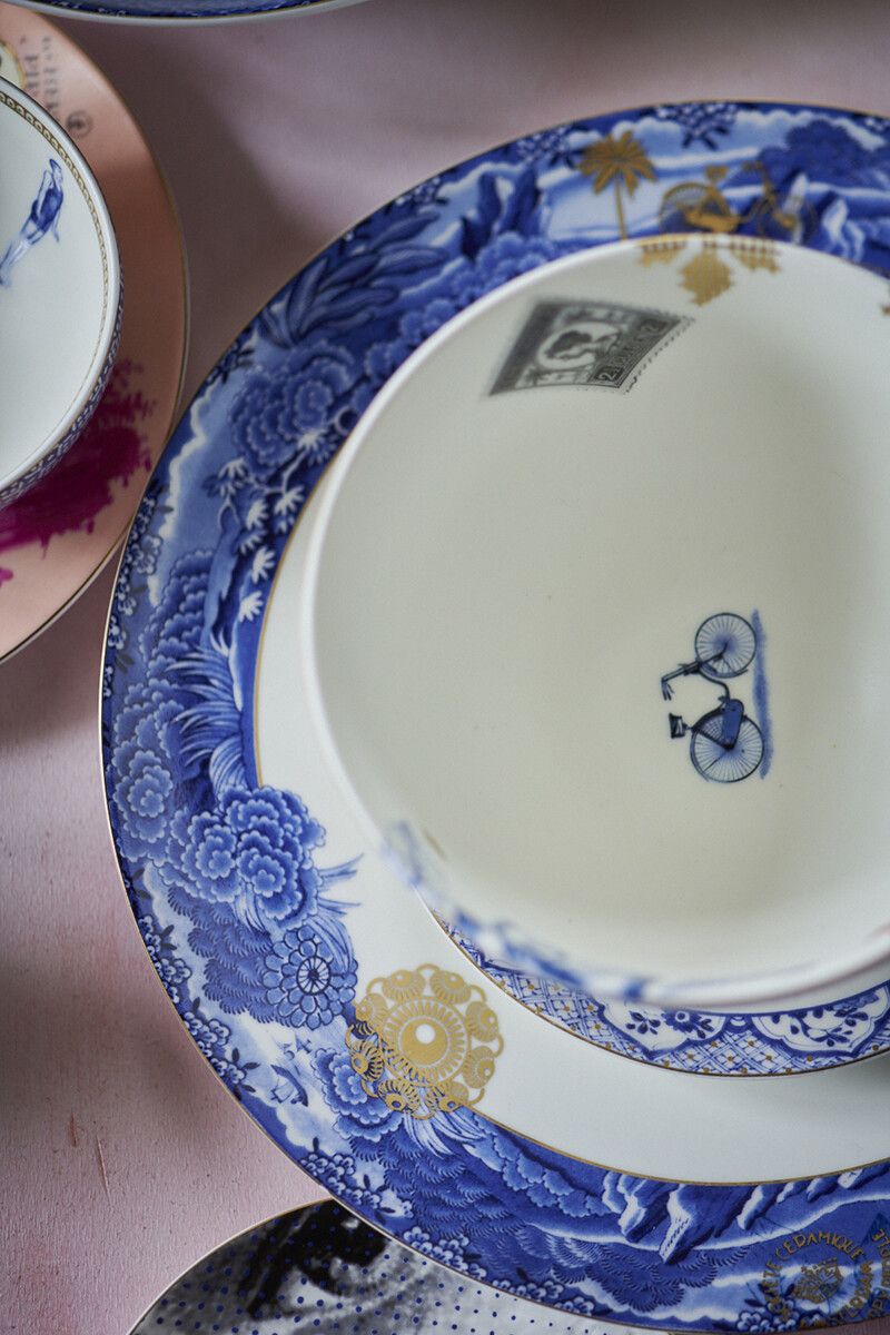 Assiette Plate à Filet Heritage en Coloris Bleu 26,5 cm