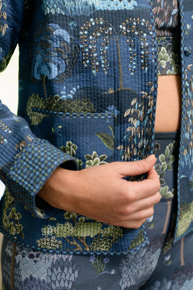 Jacke Quilted Japanese Garden Blau