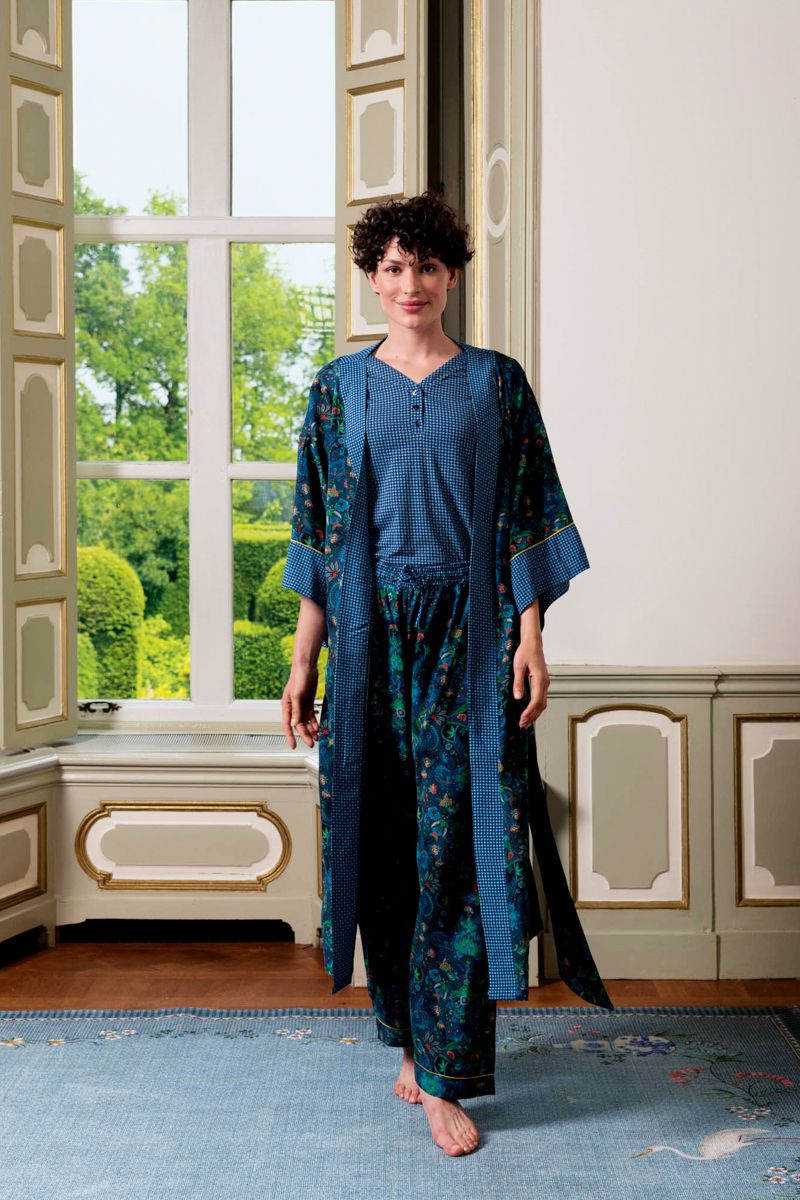 Sport Top Kurze Ärmel Cross Stitch Blau