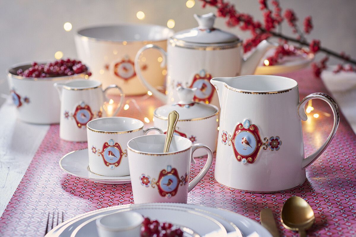 Love Birds Set/4 Mugs Large White