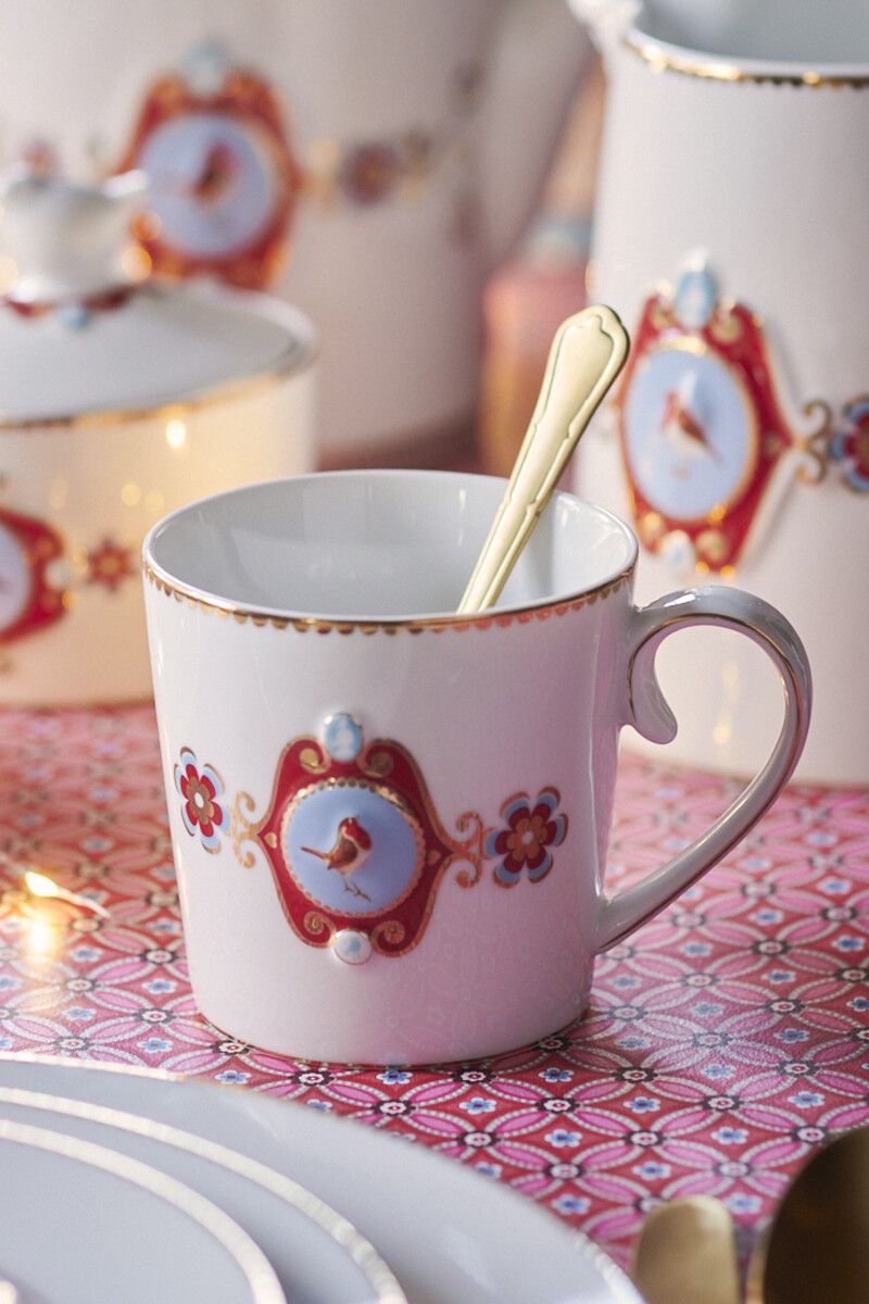 Love Birds Set/4 Mugs Large White