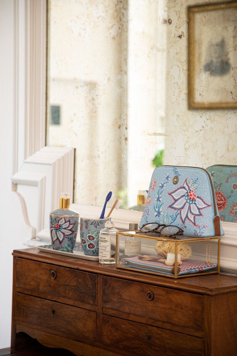 Bathroom Accessories Set/3 Flowery Light Blue