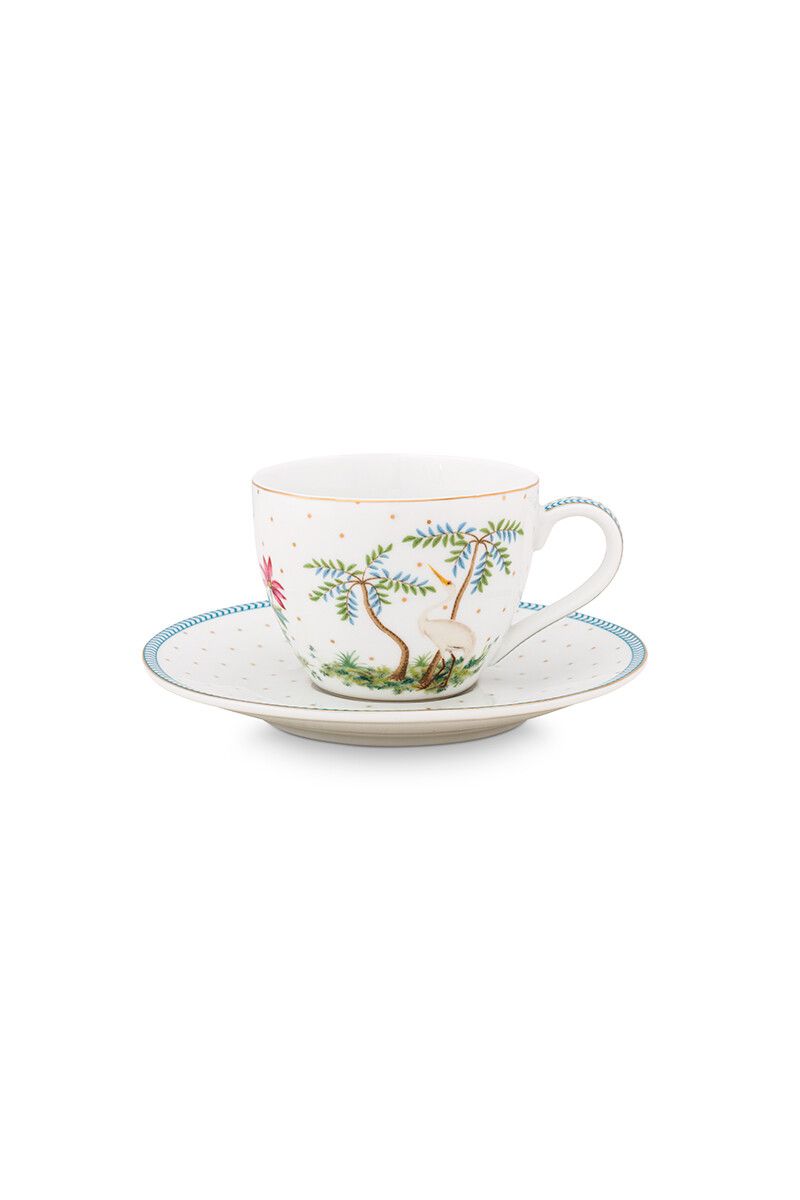 Espresso Tasse & Untertasse Jolie Punkte Gold Blau