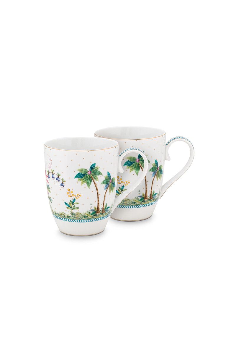 Set/2 Mokken Groot Jolie Stippen Goud Blauw