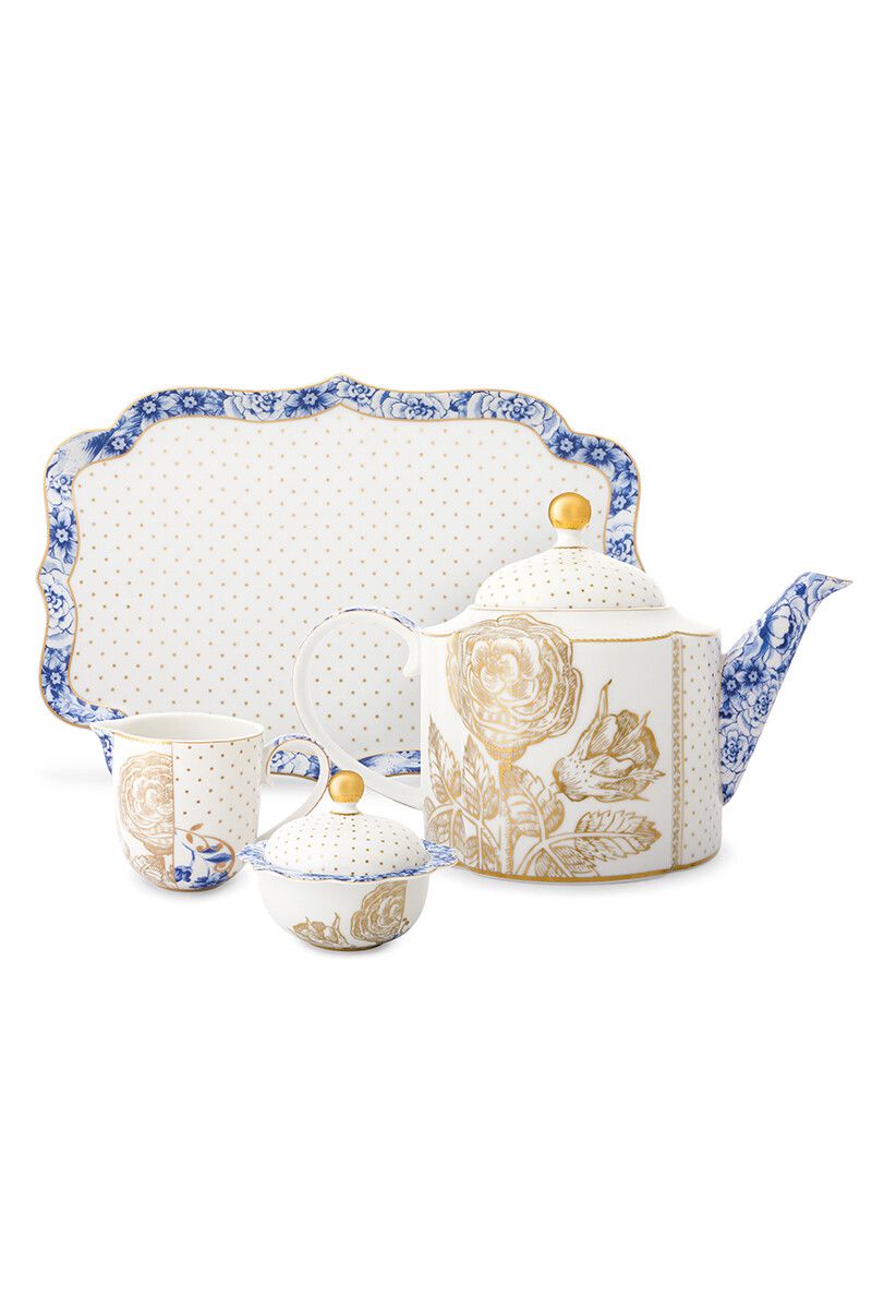 Royal Tea Set/4 White
