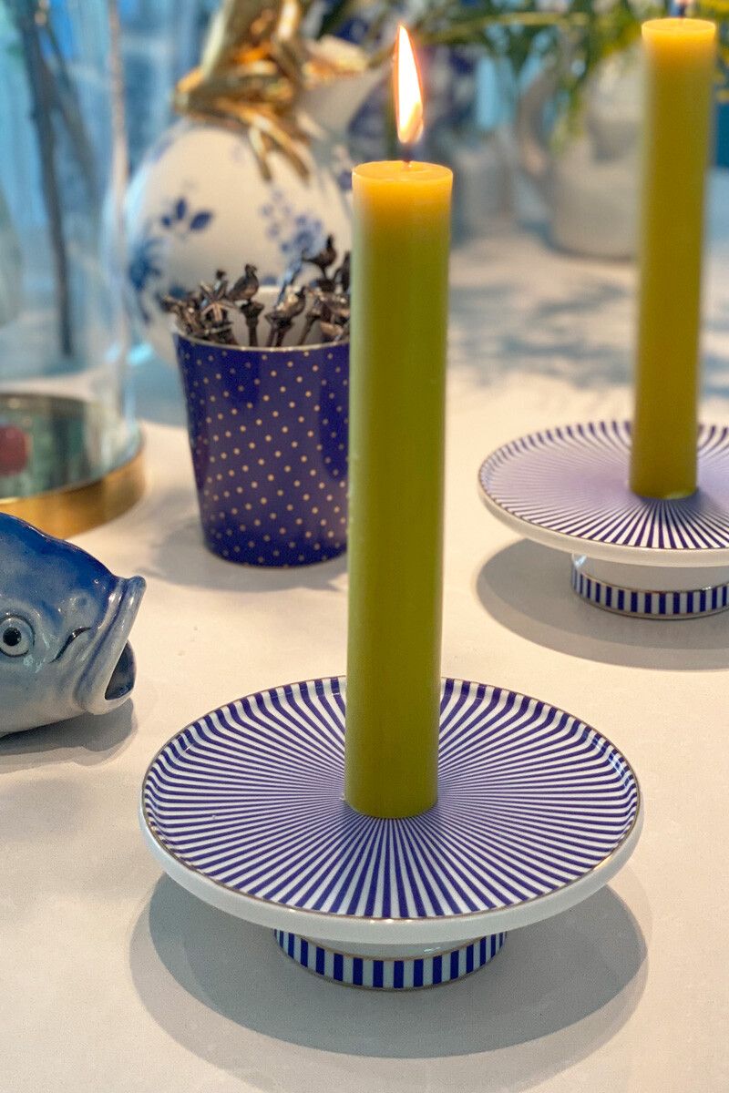 Royal Stripes Kerze Schale Blau 13 cm 