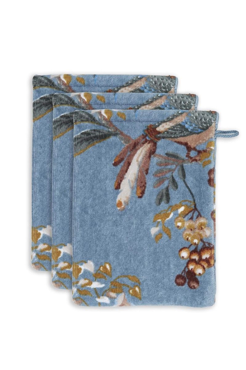 Waschlappen Set/3 Secret Garden Blau 16x22cm