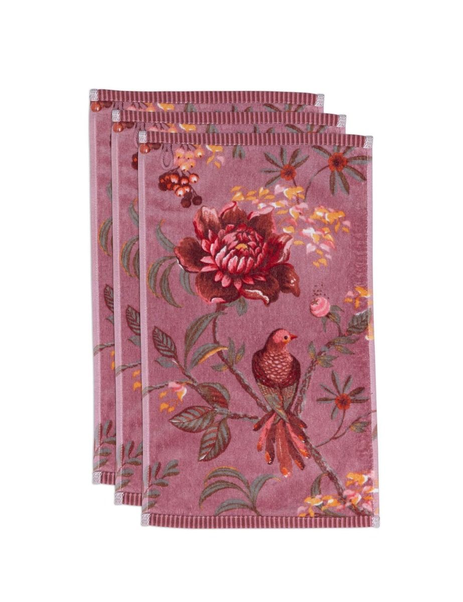 Gastendoek Set/3 Secret Garden Mauve 30x50cm