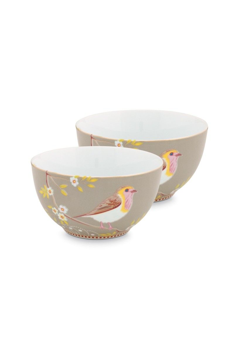 Early Bird Set of 2 Bowls Khaki 15 cm