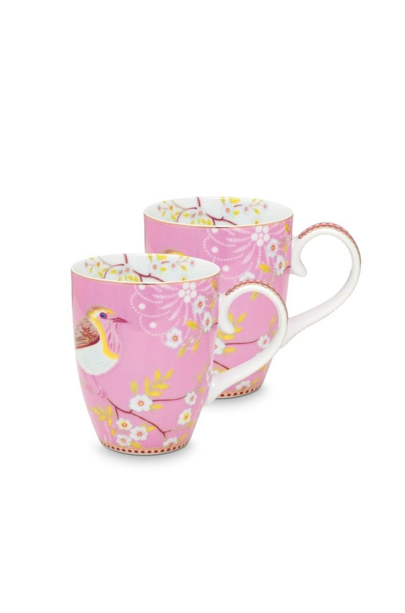 Early Bird Set of 2 Mugs large Pink