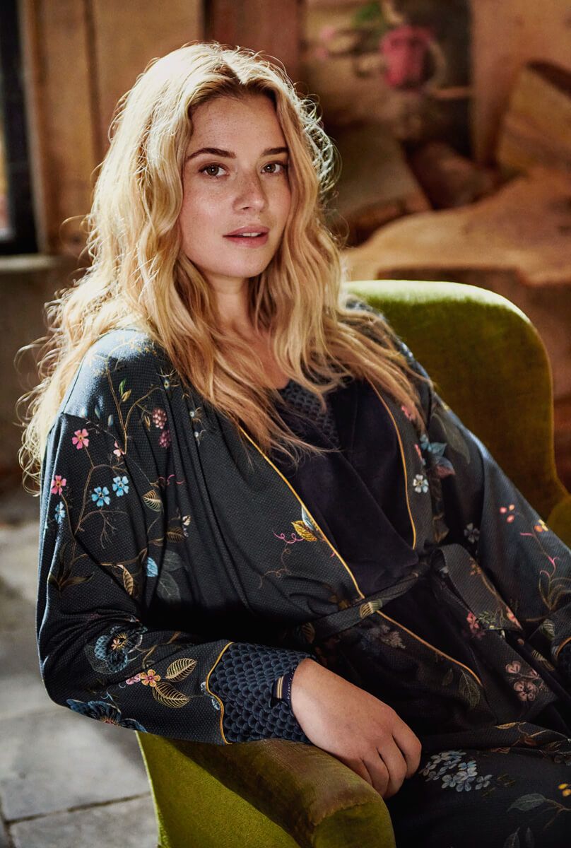 Kimono Kawai Flower Dunkelblau