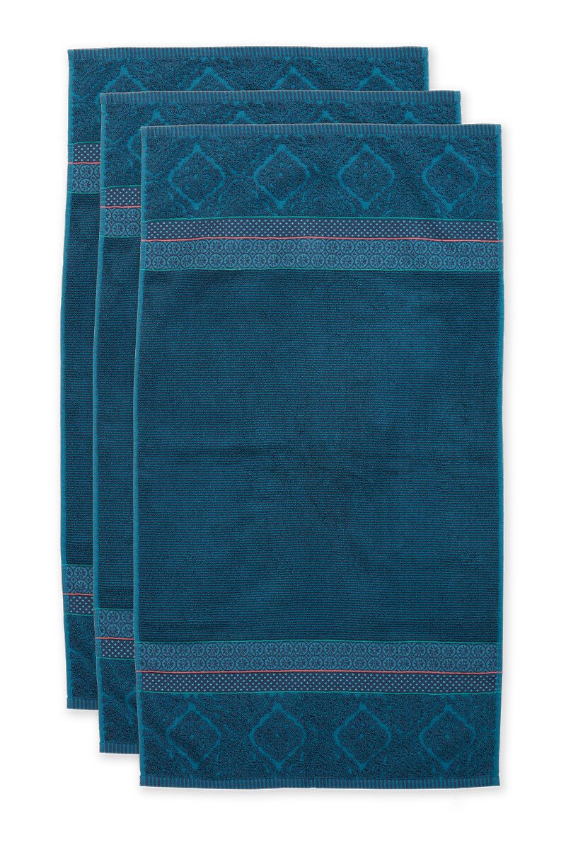 Pip Studio Bath Towel Set 3 Soft Zellige Dark Blue 55x100 cm Pip