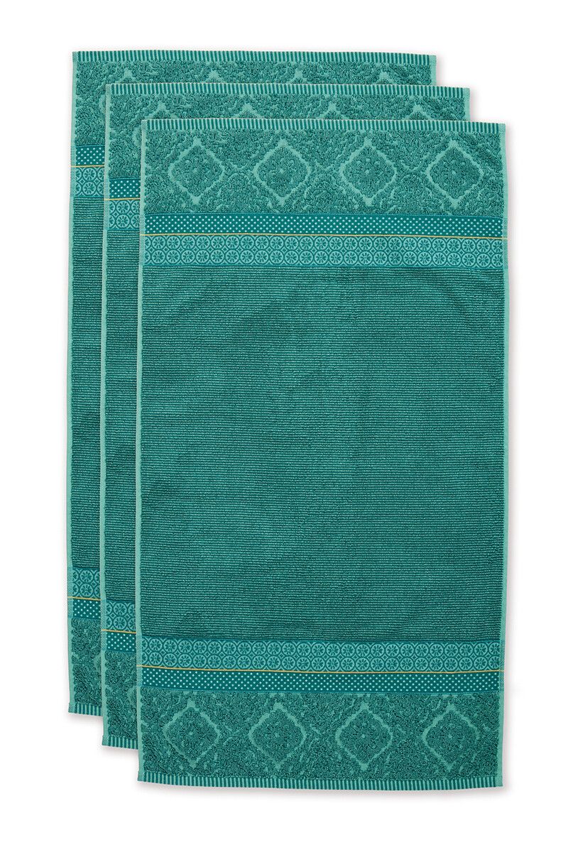 Lot de 3 Serviettes de Bain Soft Zellige en Coloris Vert 55 x 100 cm