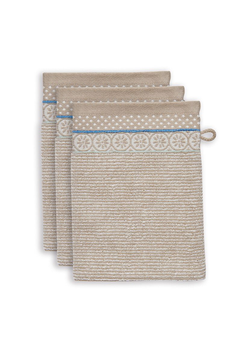 Washcloth Set/3 Soft Zellige Khaki 16x22 cm