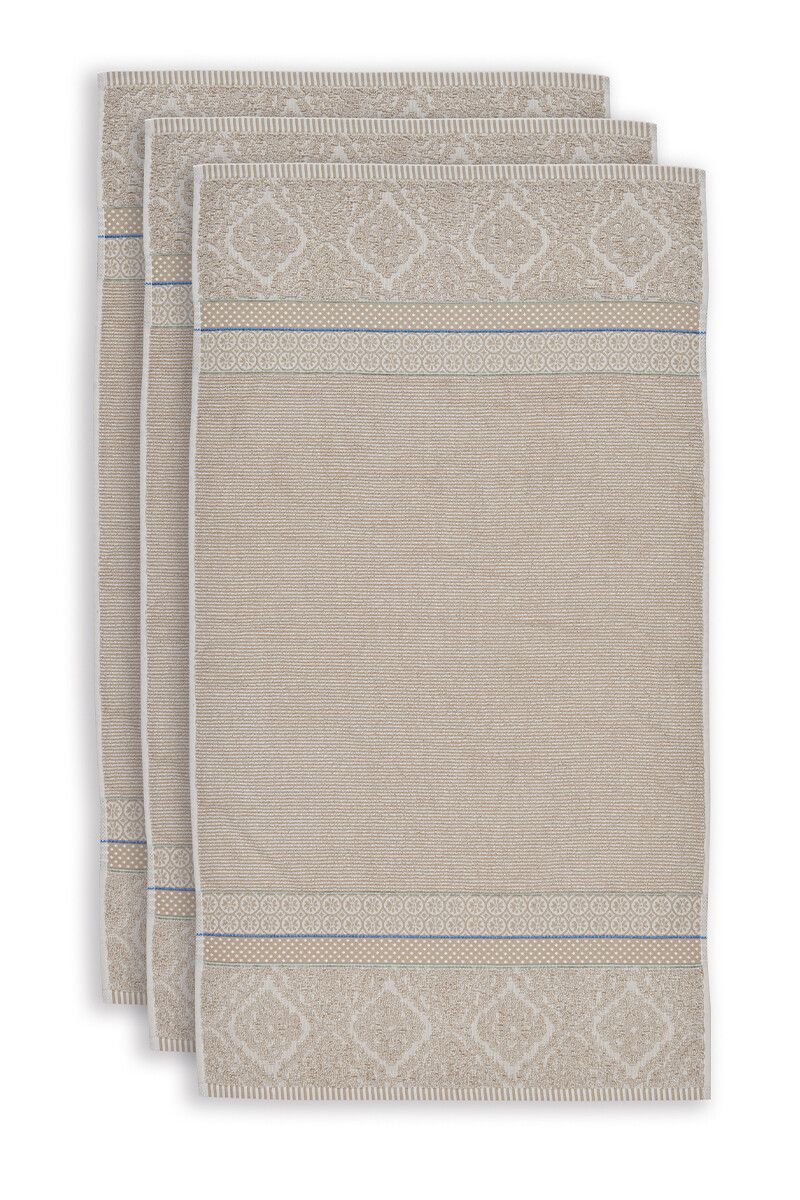 Lot de 3 Serviettes de Bain Soft Zellige en Coloris Kaki 55 x 100 cm