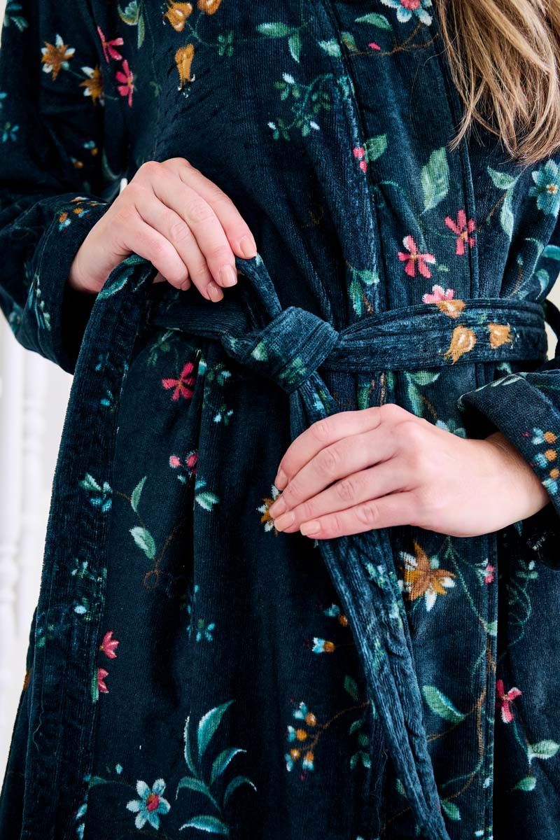 Bathrobe Les Fleurs Dark Blue