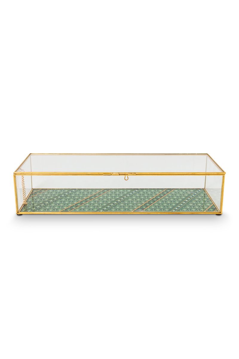 Aufbewahrungskiste Glas Gold L