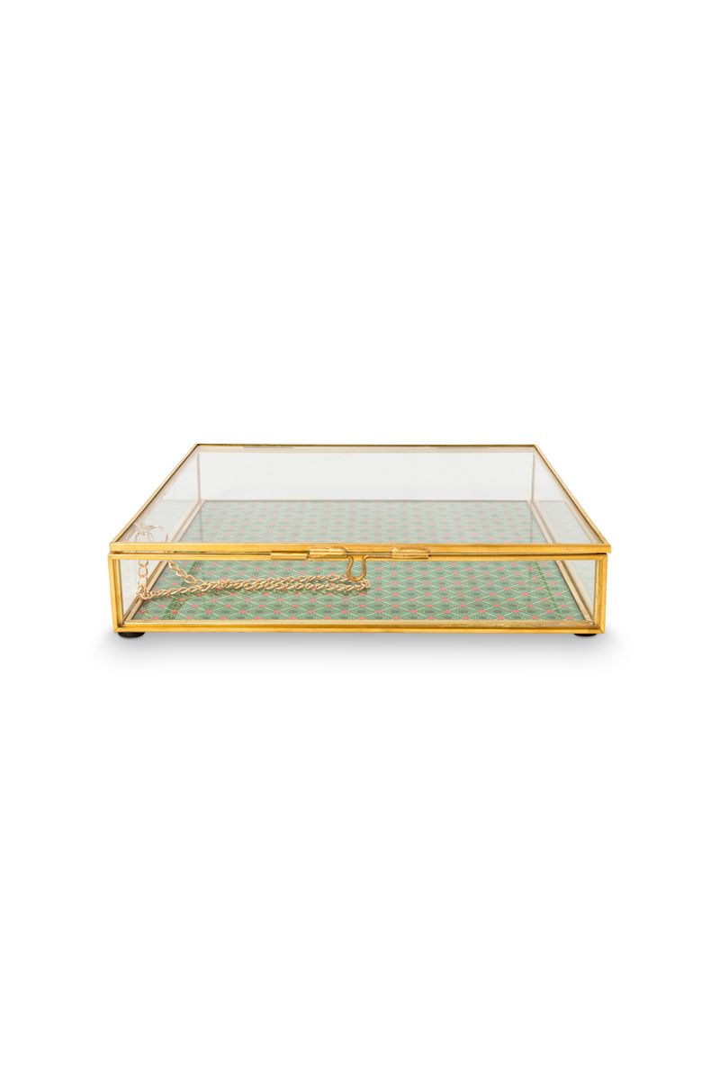 Aufbewahrungskiste Glas Gold Rechteckig 
